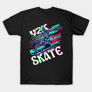 Skeleton Skateboarding Y2k T-Shirt